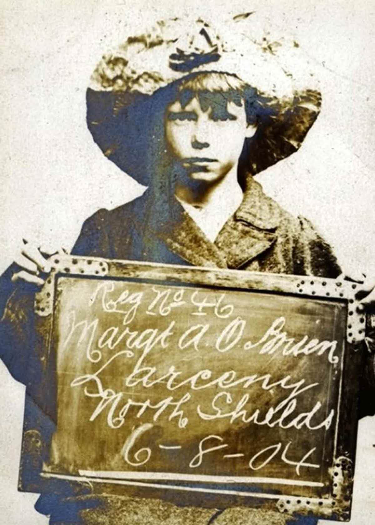 Margaret Ann O’Brien, 14, arrested for obtaining money by false pretenses, 1904.