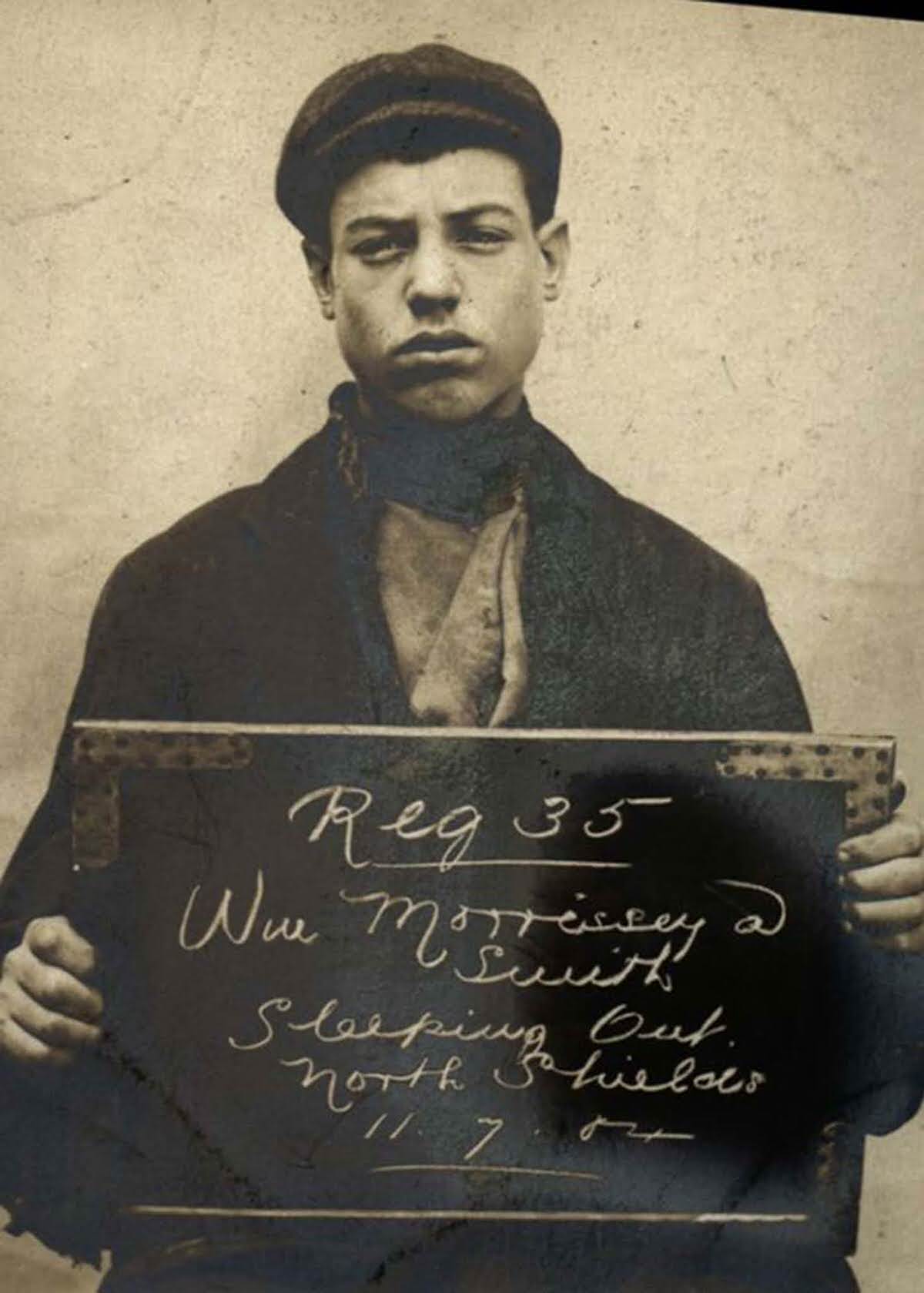William Morrissey, age unknown, arrested for sleeping outdoors, 1904.