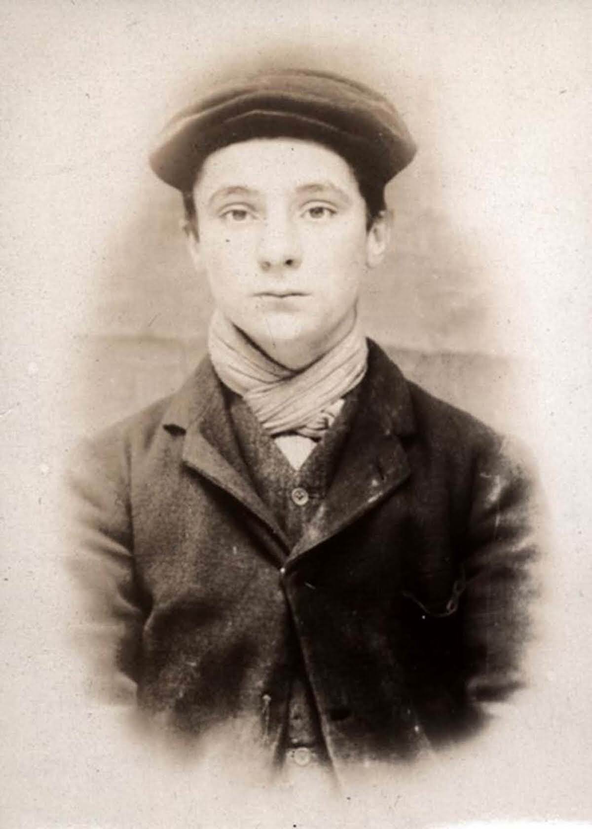 Thomas Pearson, 16, arrested for thefts from backyards, 1907.