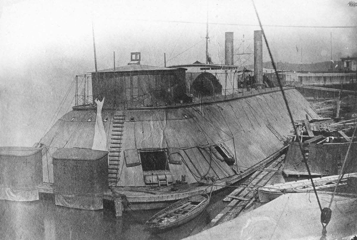The ironclad gunboat Essex, part of the Union’s Mississippi River fleet, 1864.