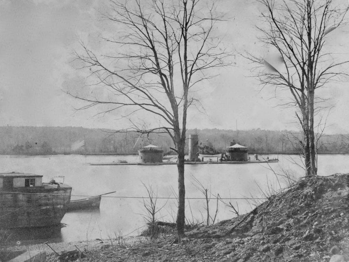 The Onondaga off Aikin’s Landing in the James River, 1863.
