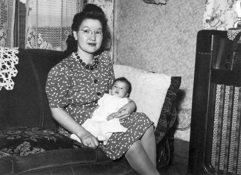 Another American citizen has arrived at the home of Joe Takeda since night-riding hoodlums set fire to his house and sent five 32-caliber slugs crashing through the dwelling while the family slept, 1945.