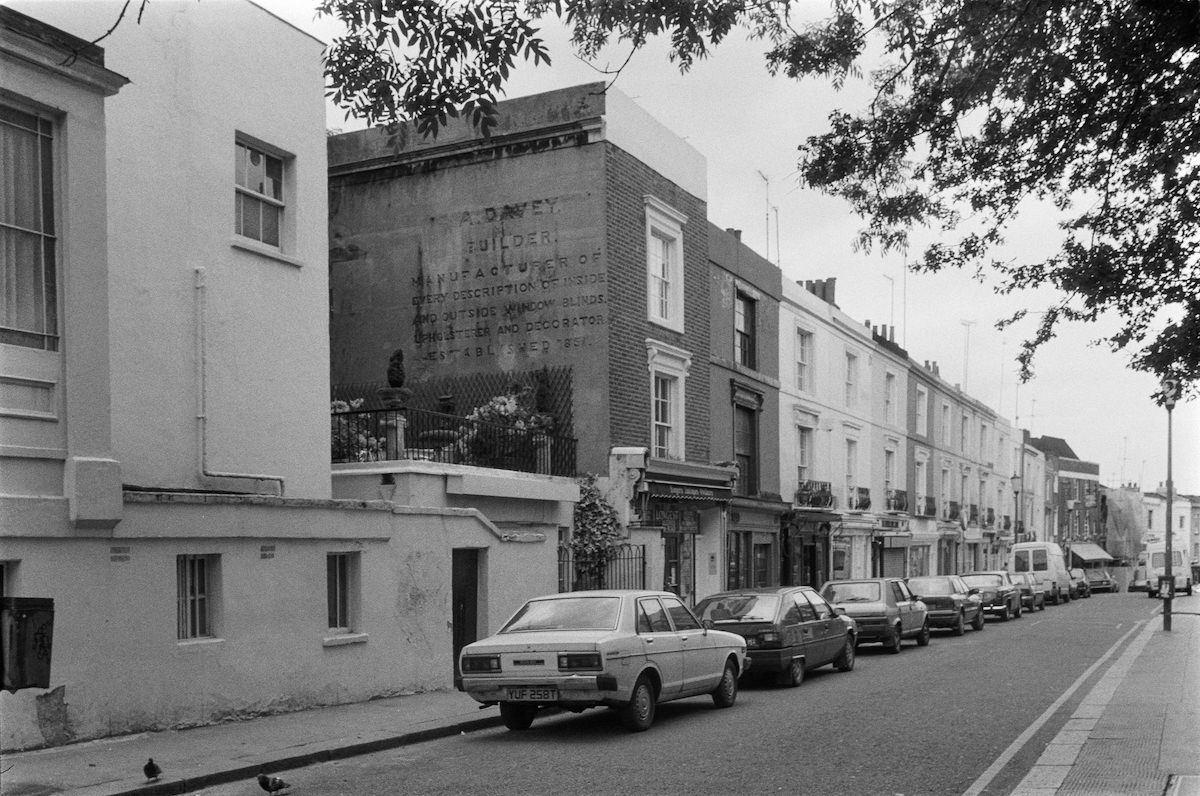 A Davey, Builder, ghost sign, Portobello Road, Notting Hill, Kensington and Chelsea, 1987