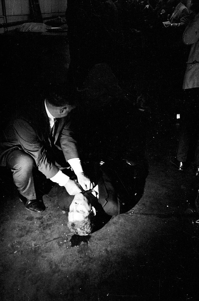 Robert F. Kennedy on the kitchen floor of the Ambassador Hotel moments after being fatally shot