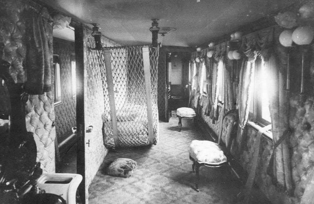 Interior view of one of the carriages.