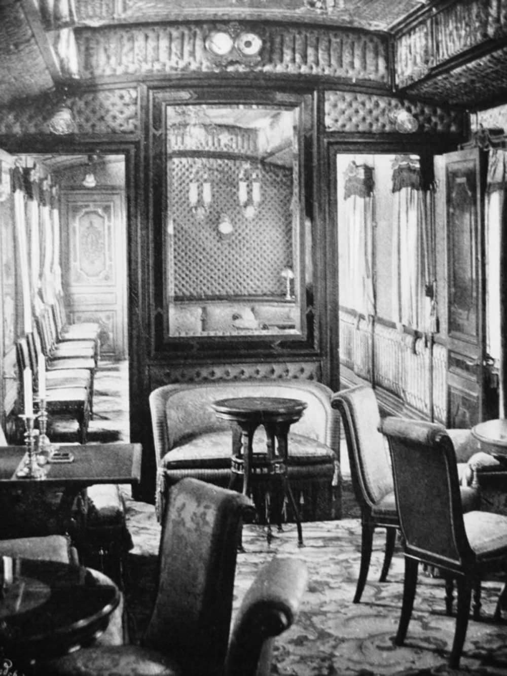 Inside the Romanov family train.