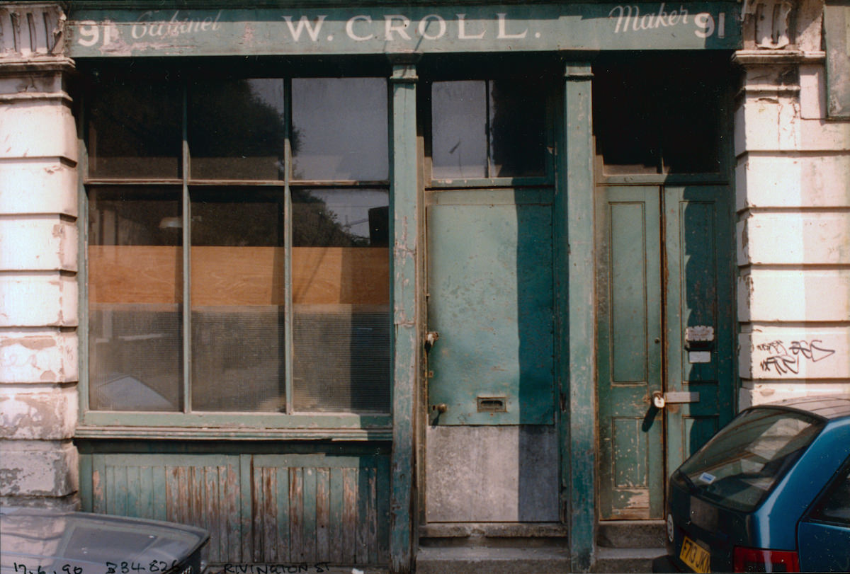 W Croll, Cabinet Maker, Rivington St, Shoreditch, Hackney, 1990