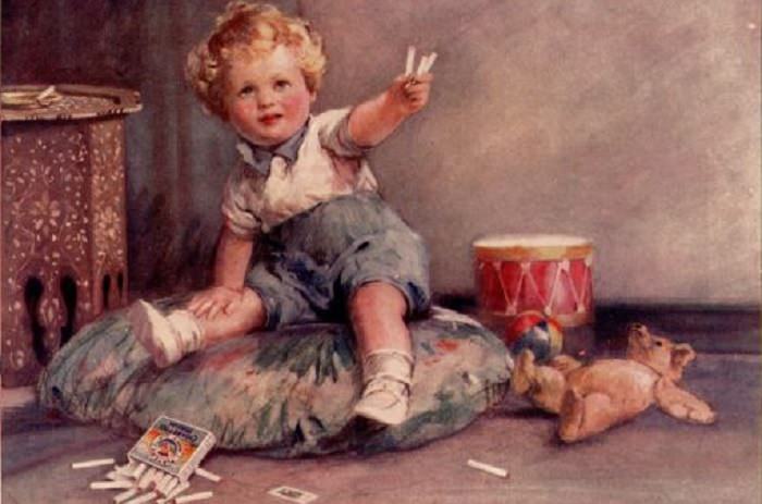 Babies in vintage cigarettes ads