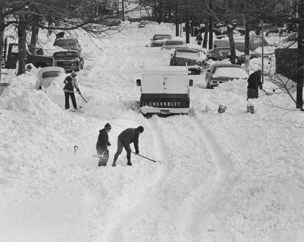 Residents of Home Place., Graniteville, begin the arduous task of cleaning up from the record snow.