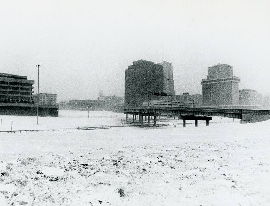 Downtown Akron under siege by the blizzard on Jan. 26, 1978.