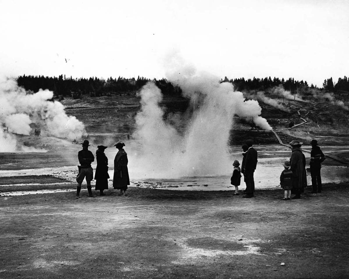 The Geyser Basins at Yellowstone, 1900.