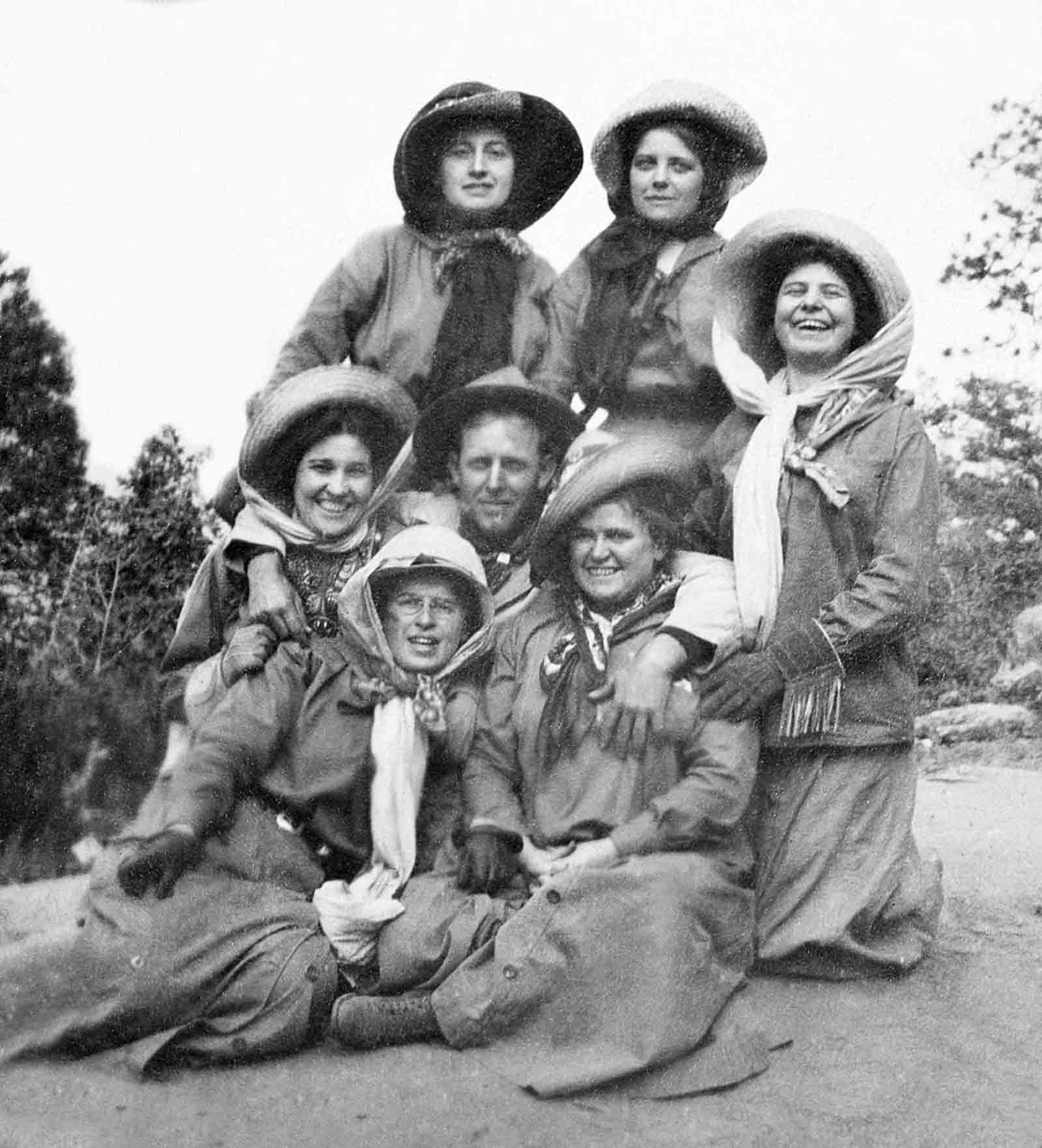 A group of Yosemite tourists and their guide, 1900.