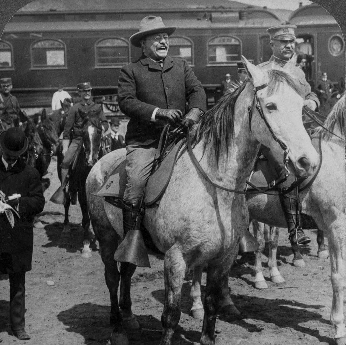 President Theodore Roosevelt pays a visit to Yellowstone, 1903.