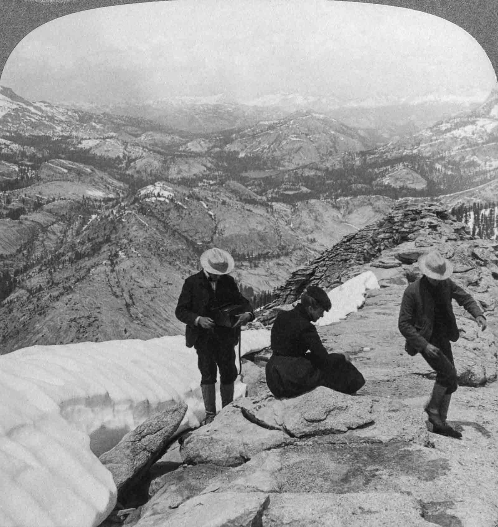 Tourists on Clouds Rest in Yosemite, 1902.