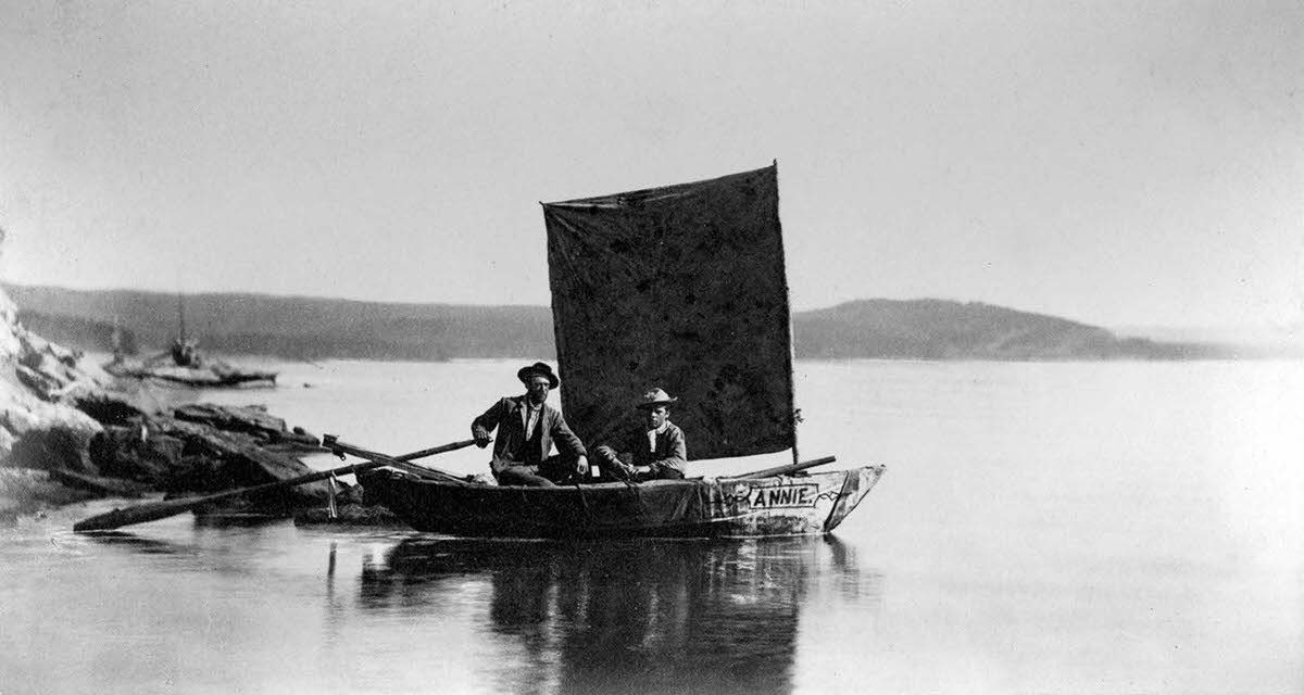 The Annie, reportedly the first boat ever launched on Yellowstone Lake, 1871.
