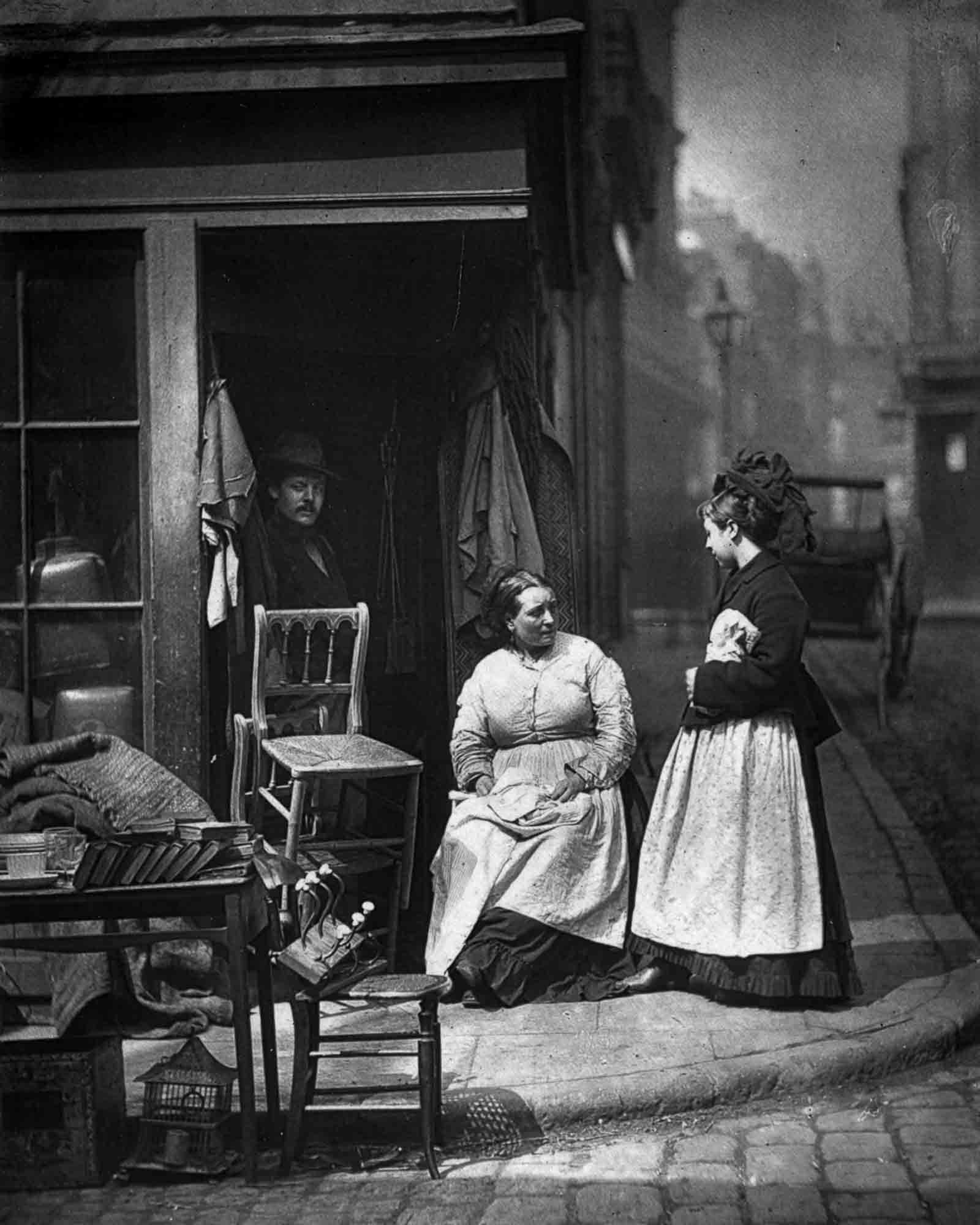 A secondhand furniture shop, 1877.