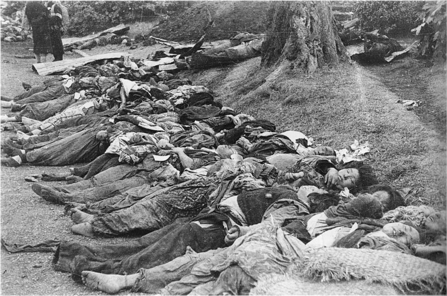 The bodies in Ueno Park were among the 100,000 killed during the bombing. More than a million became homeless overnight. March 16, 1945. Tokyo, Japan.
