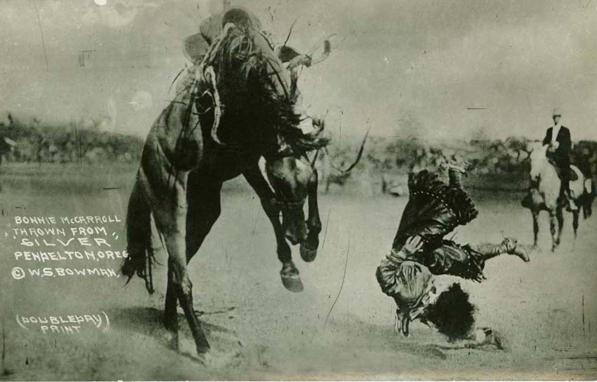 Bonnie McCarroll thrown from Silver, Pendleton, Oregon, September 1915.