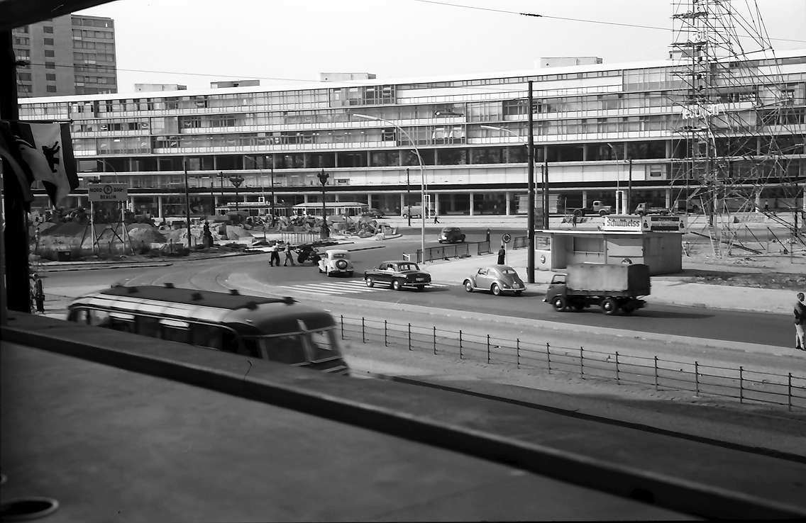 View over Breitscheidplatz to the Bikini House in Berlin-Charlottenburg , 1957