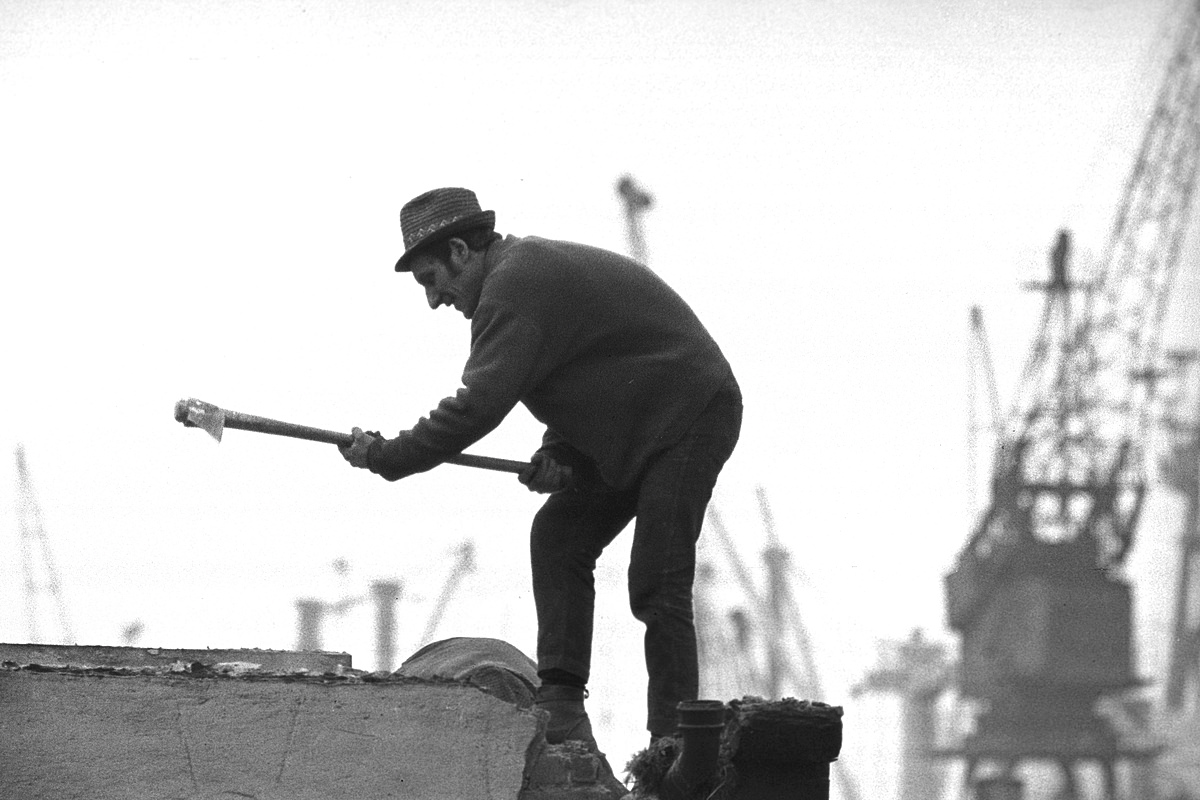 Demolition of the royal docks in Londons East End