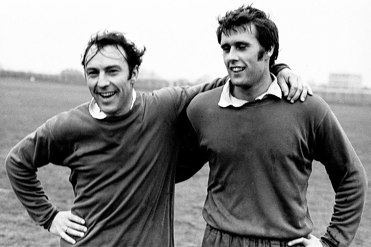 Jimmy Greaves & Geoff Hurst at West Ham training ground in 1969.