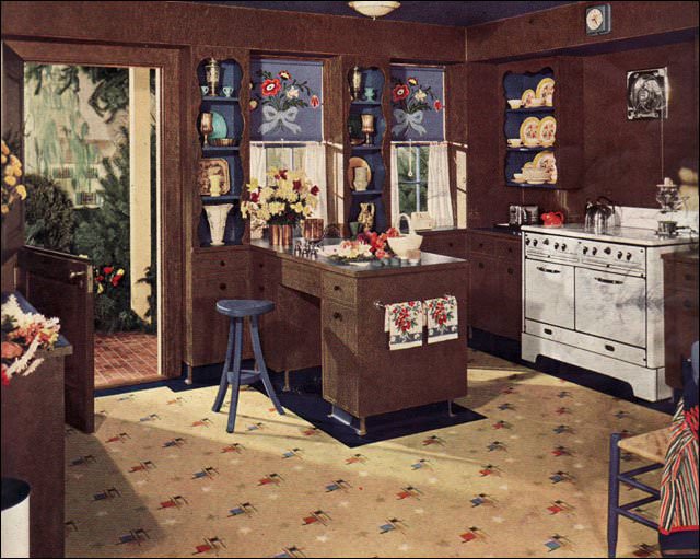 1940 Armstrong Kitchen in Brown and Blue