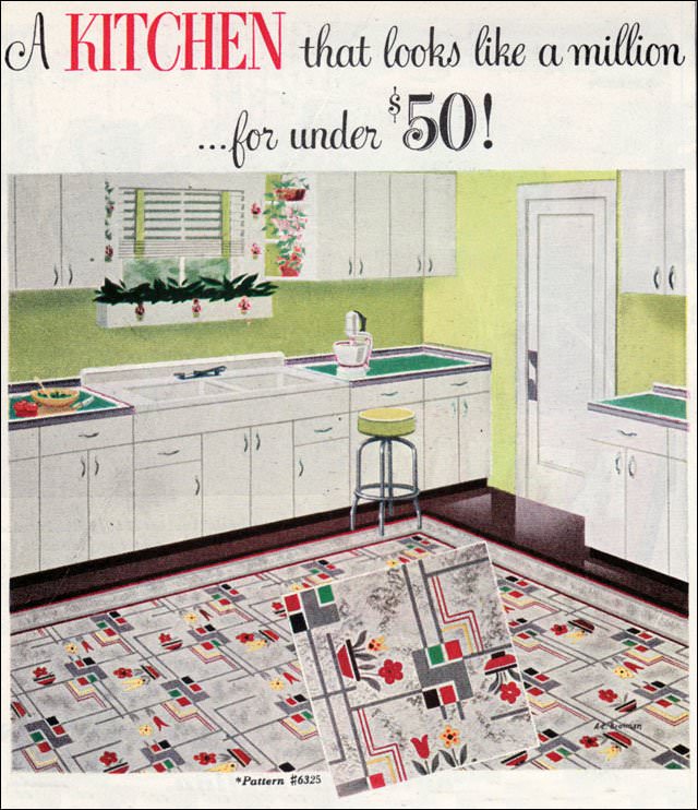 1949 Bird Linoleum Kitchen