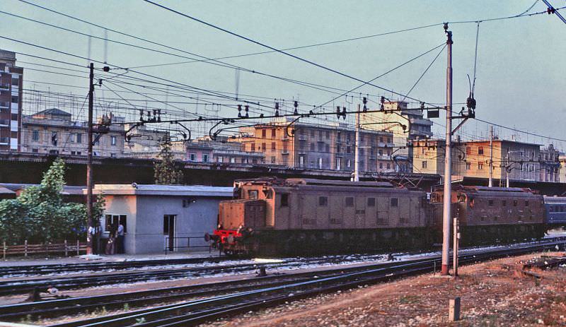Two Ferrovie dello Stato (FS) Class E.428 electric locomotives at Bari Centrale station