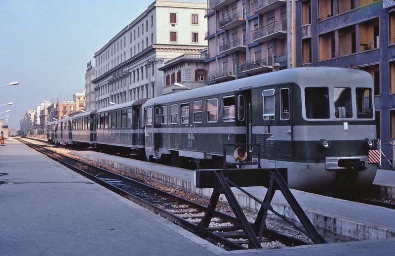 Ferrovie Calabro-Lucane (FCL) railcars at Bari Centrale station