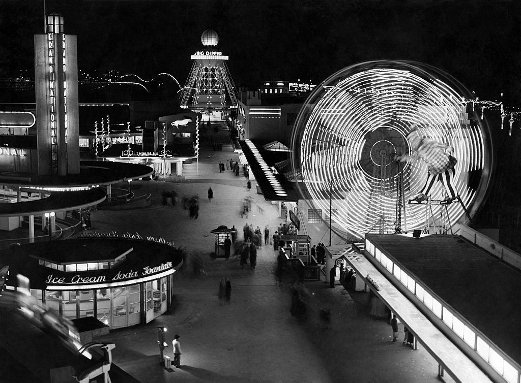 General view showing Blackpool Illuminations, Lancashire September 1954.