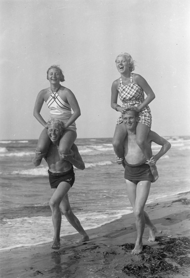 Young people at the beach