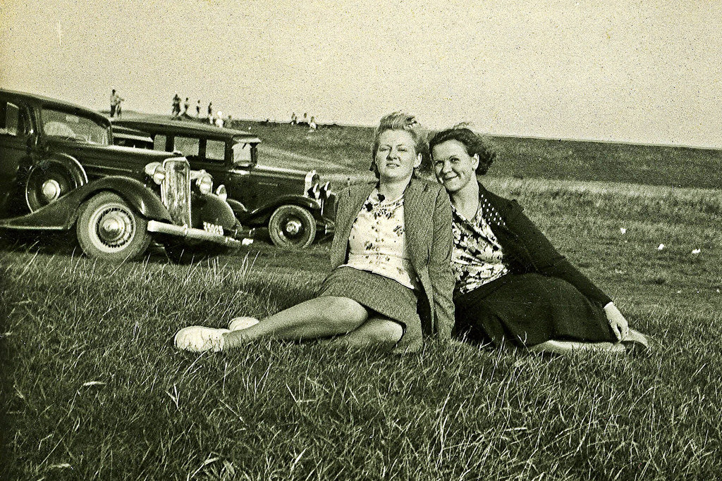 Danish Women with Their Chavy cars in countryside in 1937