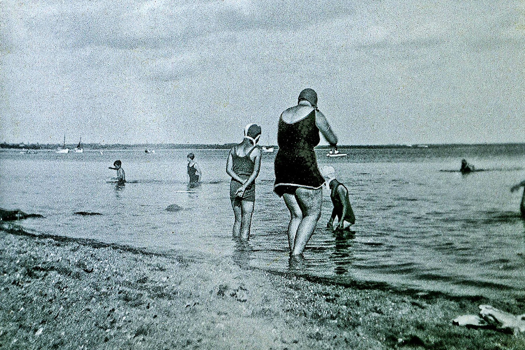People at a Danish beach, 1937