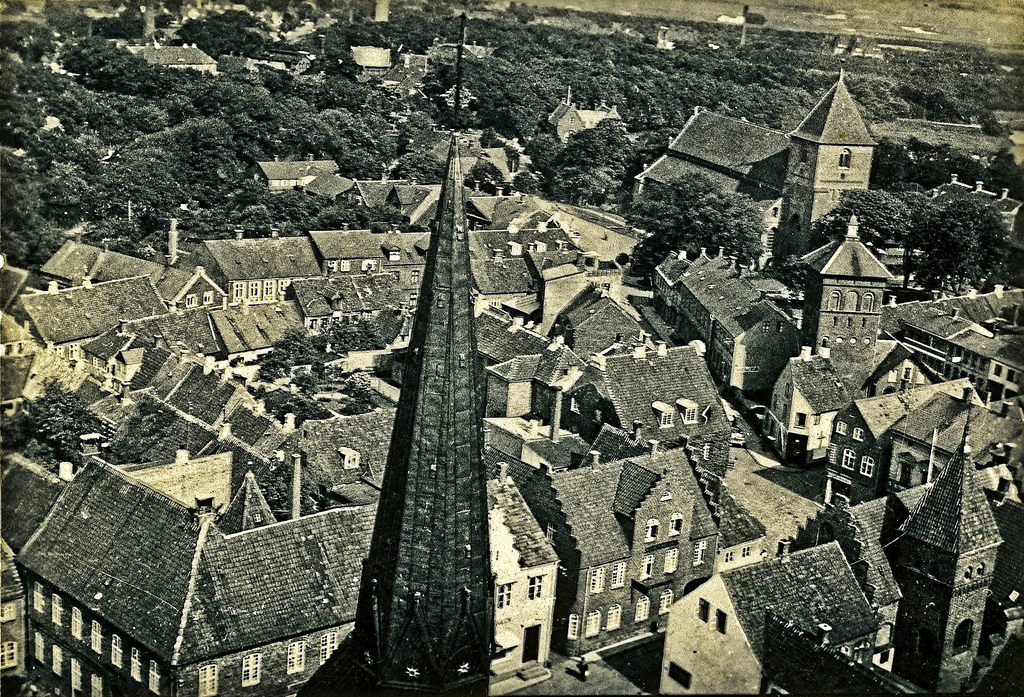View from Domkirke tower at Ribe, Denmark, 1937