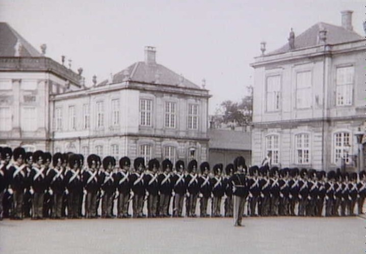 The Royal Guard replaces the police at Amalienborg Palace. 10th of June 1945.