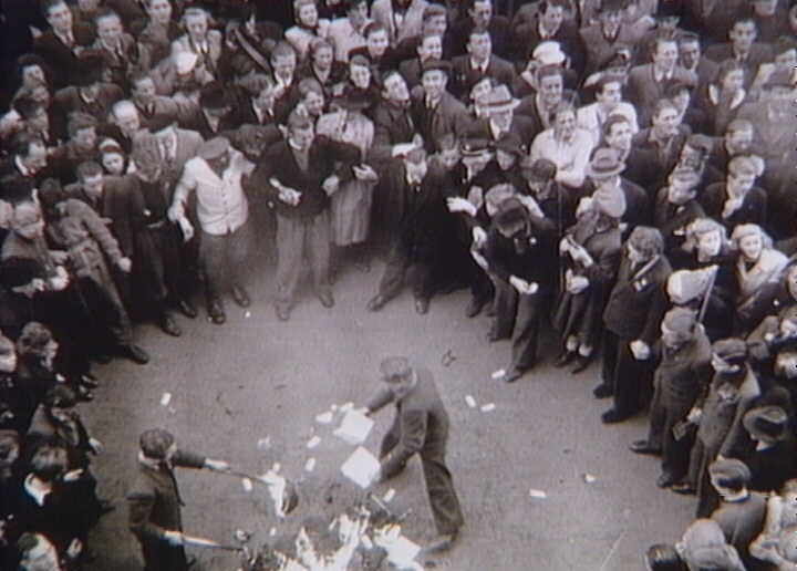 People are burning papers from Dagmarhus (The German head quarter during the occupation). 6th May 1945.