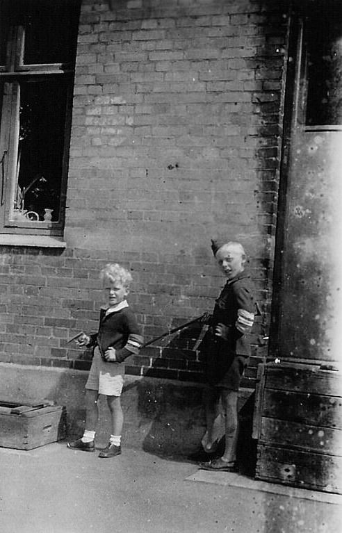 Children playing freedom fighters. Odinsgade, Copenhagen. May 1945