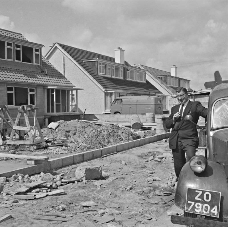 New houses being constructed, Templeogue, Co. Dublin, 1961