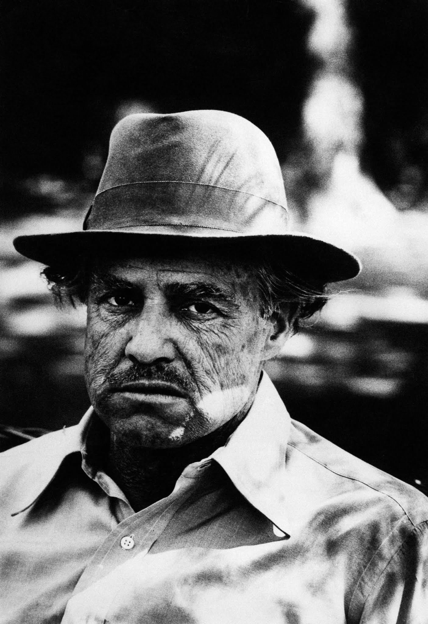 Marlon Brando in character as Don Vito Corleone.