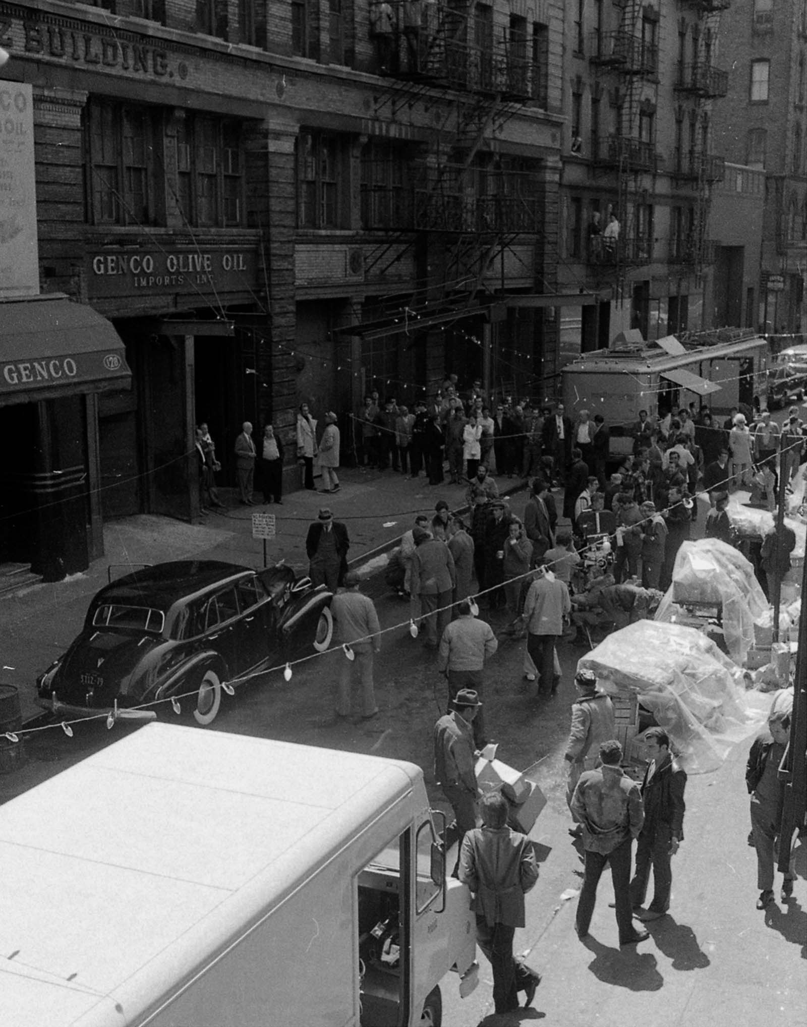 The film set in front of 128 Mott Street in New York’s Little Italy.