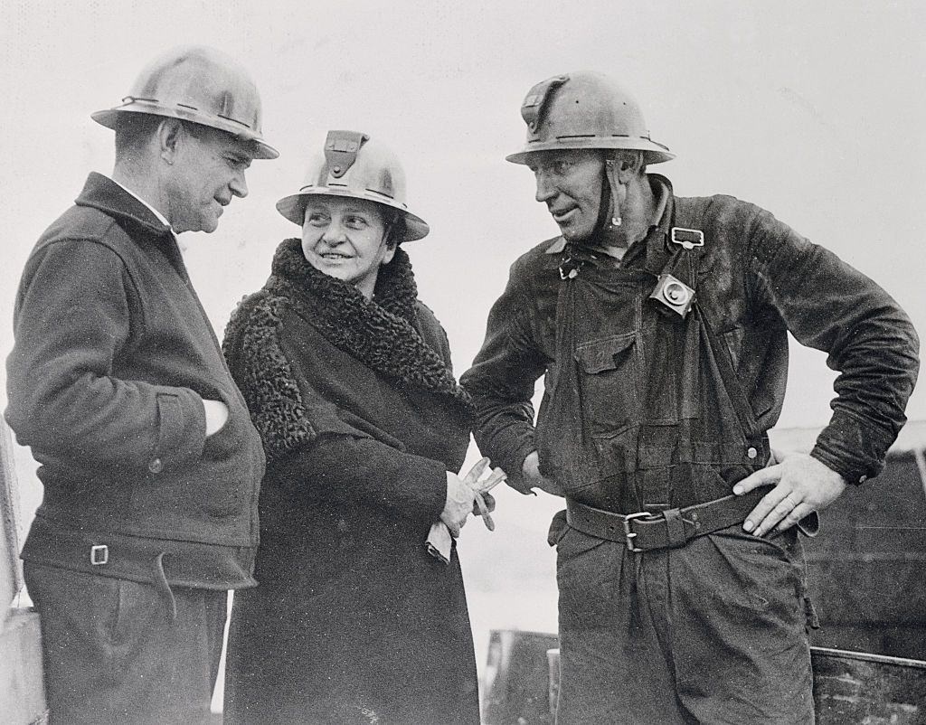 Labor Secretary Frances Perkins Visits Golden Gate Bridge Construction.