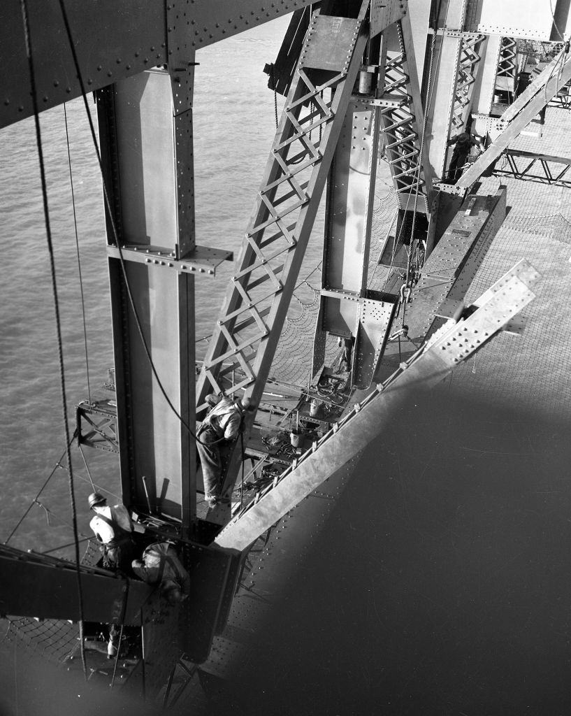 Golden Gate bridge construction, 1937.