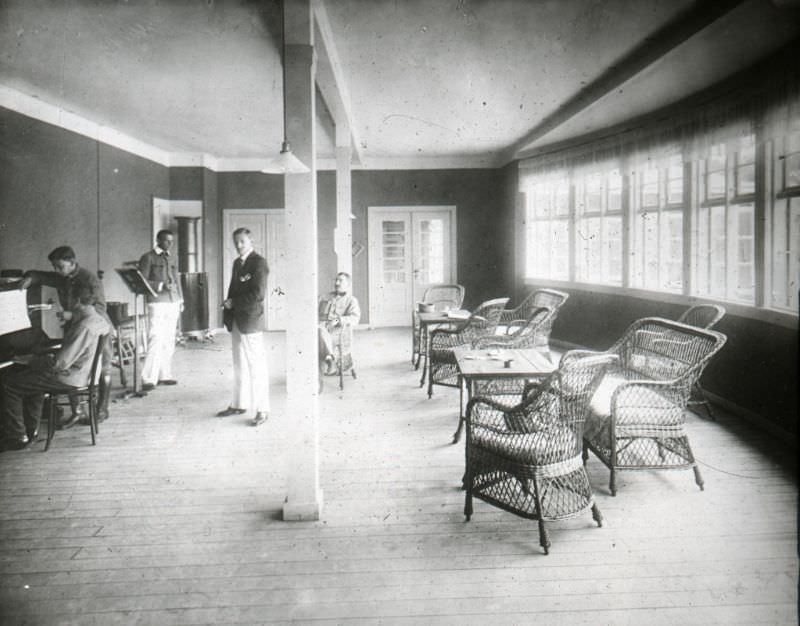 The hospital camp at Hald. Music room and officers