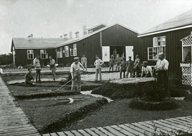 German prisoners of war at gardening