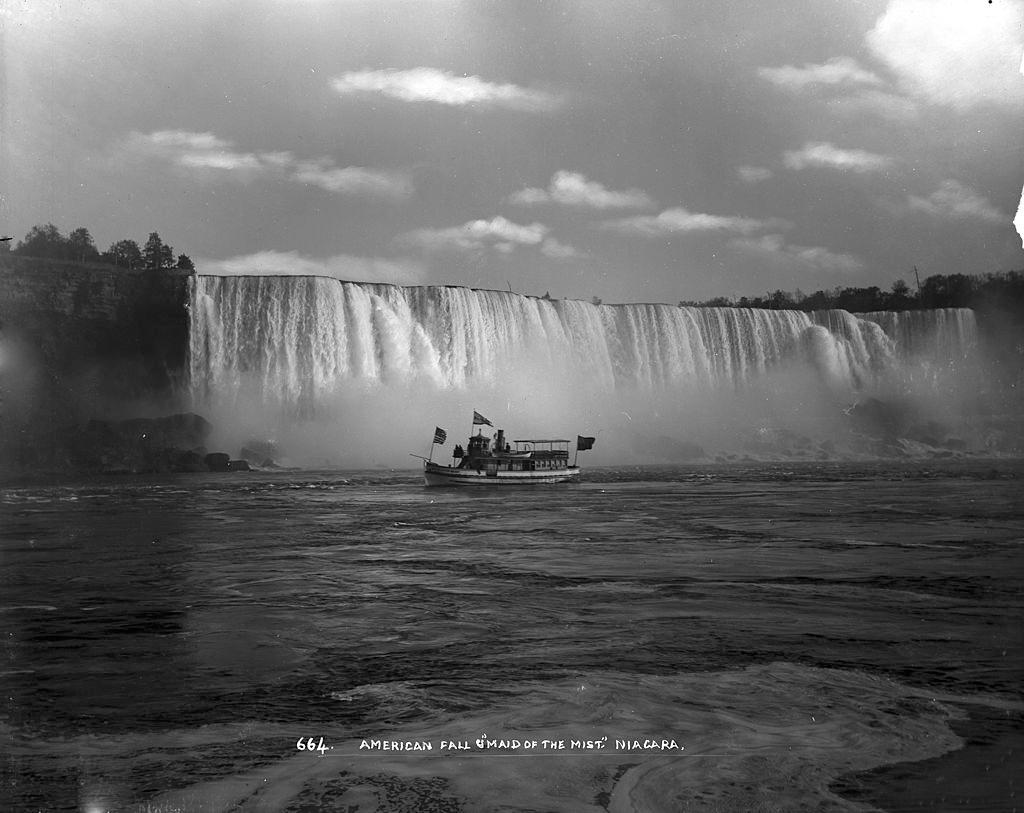 American Falls and the 'Maid of the Mist,' Niagara Falls, New York, 1890s.