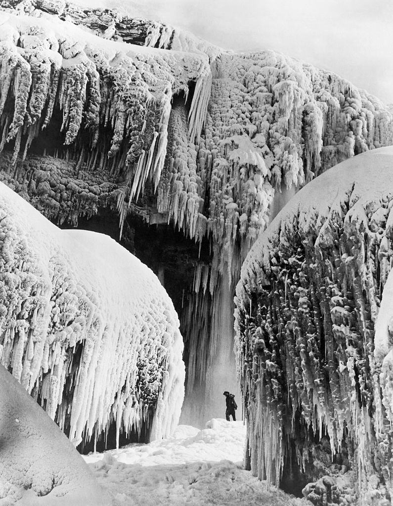 Niagara Falls in the winter time, Niagara Falls, New York, circa 1921.