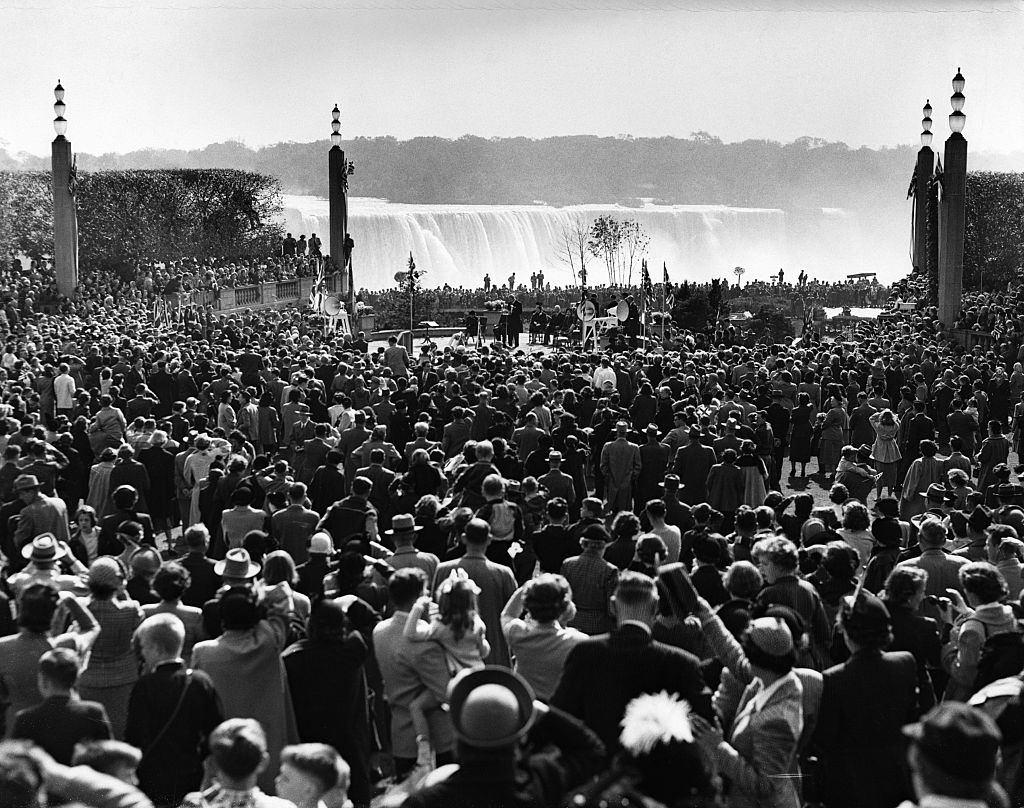 Queen Elizabeth II and Duke of Edinburgh at Niagara Falls, 1951.