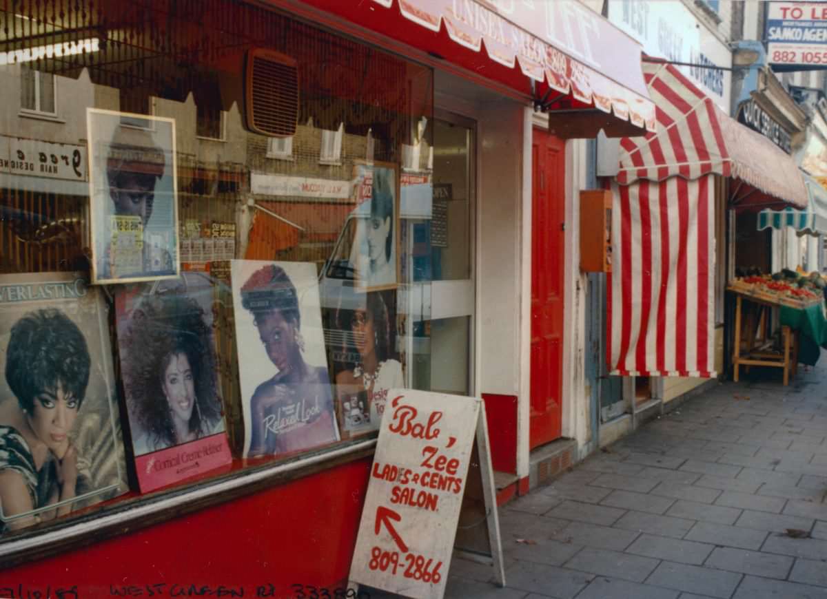 Hairdresser, West Green Rd, Seven Sisters, Haringey, 1989