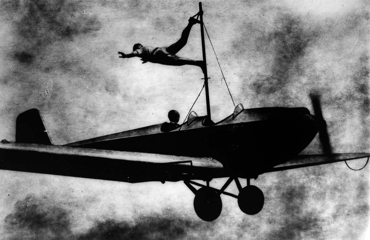 Richard Schindler practices a stunt, 1919.