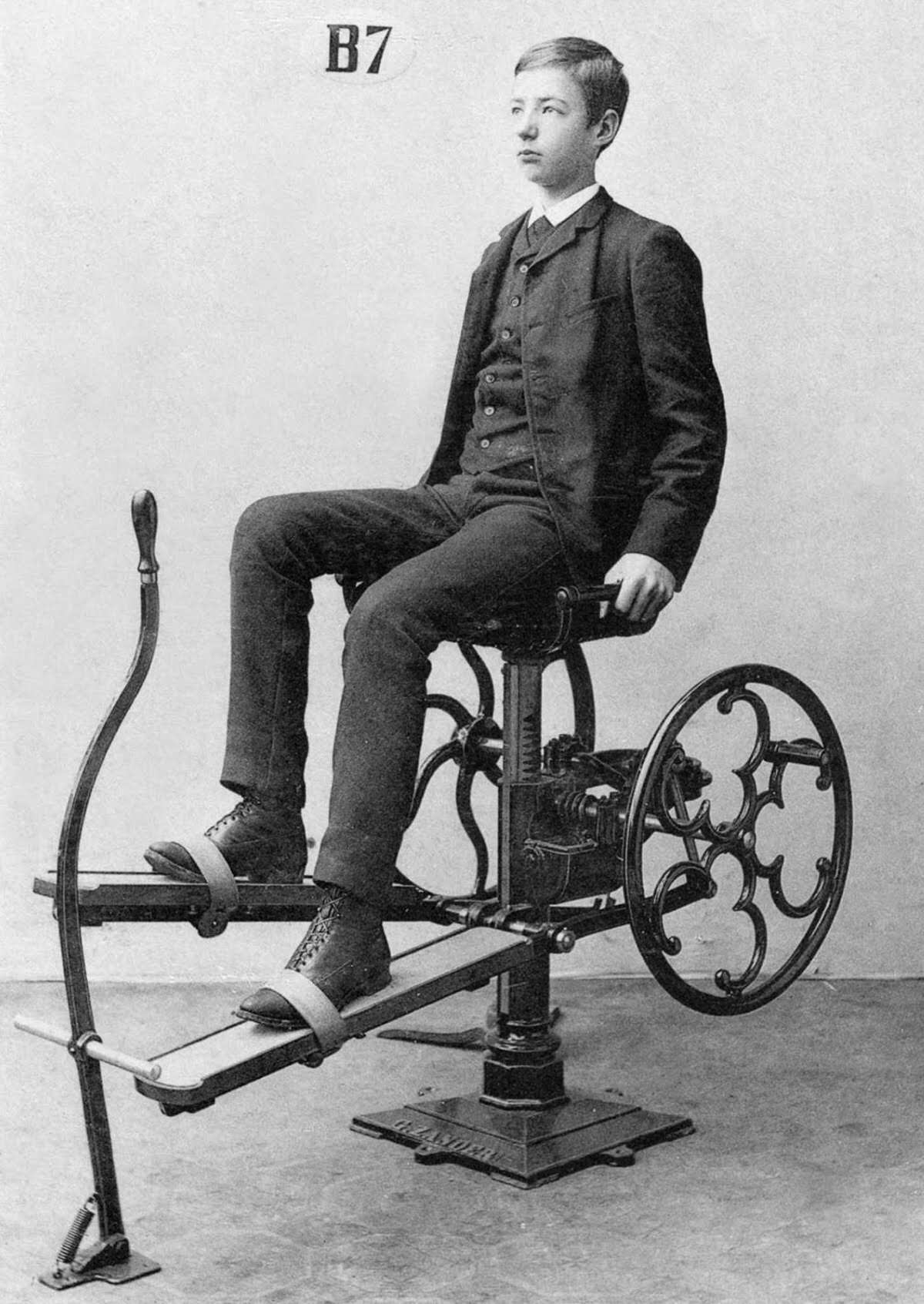 A velocipede-stepping apparatus.